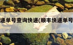 顺丰快递单号查询快递(顺丰快递单号查询快递员)