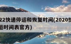 2022快递停运和恢复时间(2020快递停运时间表官方)