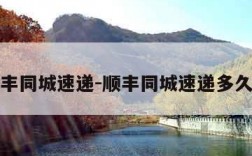 顺丰同城速递-顺丰同城速递多久到