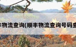 顺丰物流查询(顺丰物流查询号码查询)
