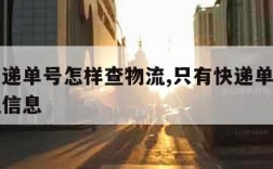 只有快递单号怎样查物流,只有快递单号怎样查物流信息
